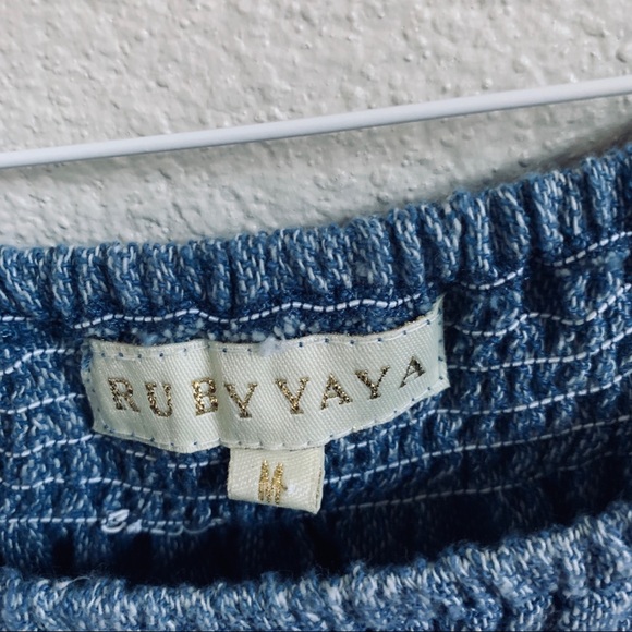 RUBY YAYA denim boho sequin top - Picture 3 of 8